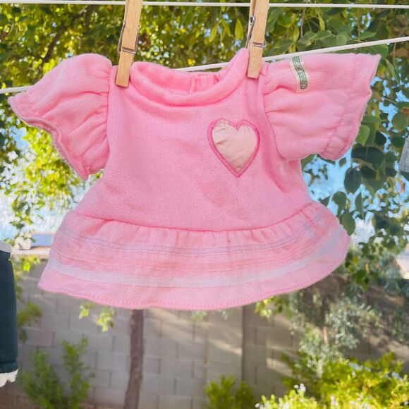 Vintage Cabbage Patch Kids Girls Sweatshirt Pink Heart Top Short Sleeve Doll Top - Picture 1 of 11
